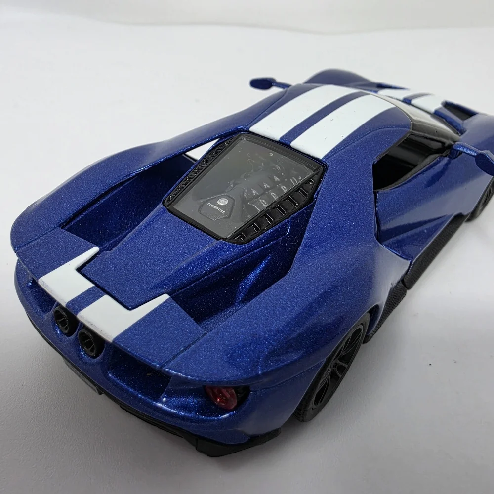 Kinsmart Ford GT Blue White Racing Stripes Race Car